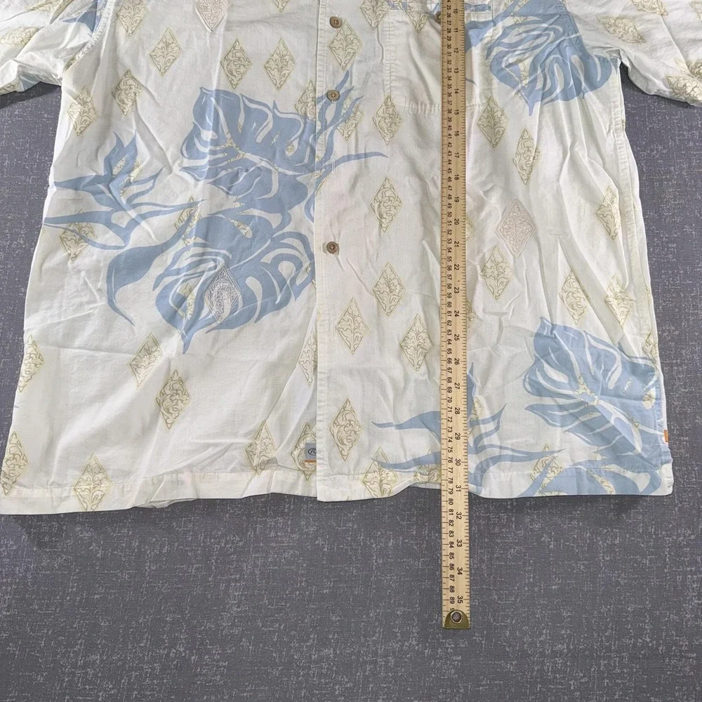Quiksilver Edition Shirt Mens 2XL White Hawaiian Aloha Button Up Short Sleeve